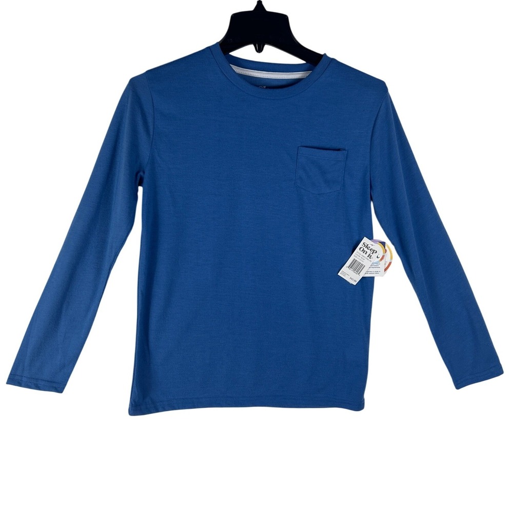 Sleep On It Boys Blue Long Sleeve Pocket Pajama Top Shirt Size Large 12/14 NWT‎